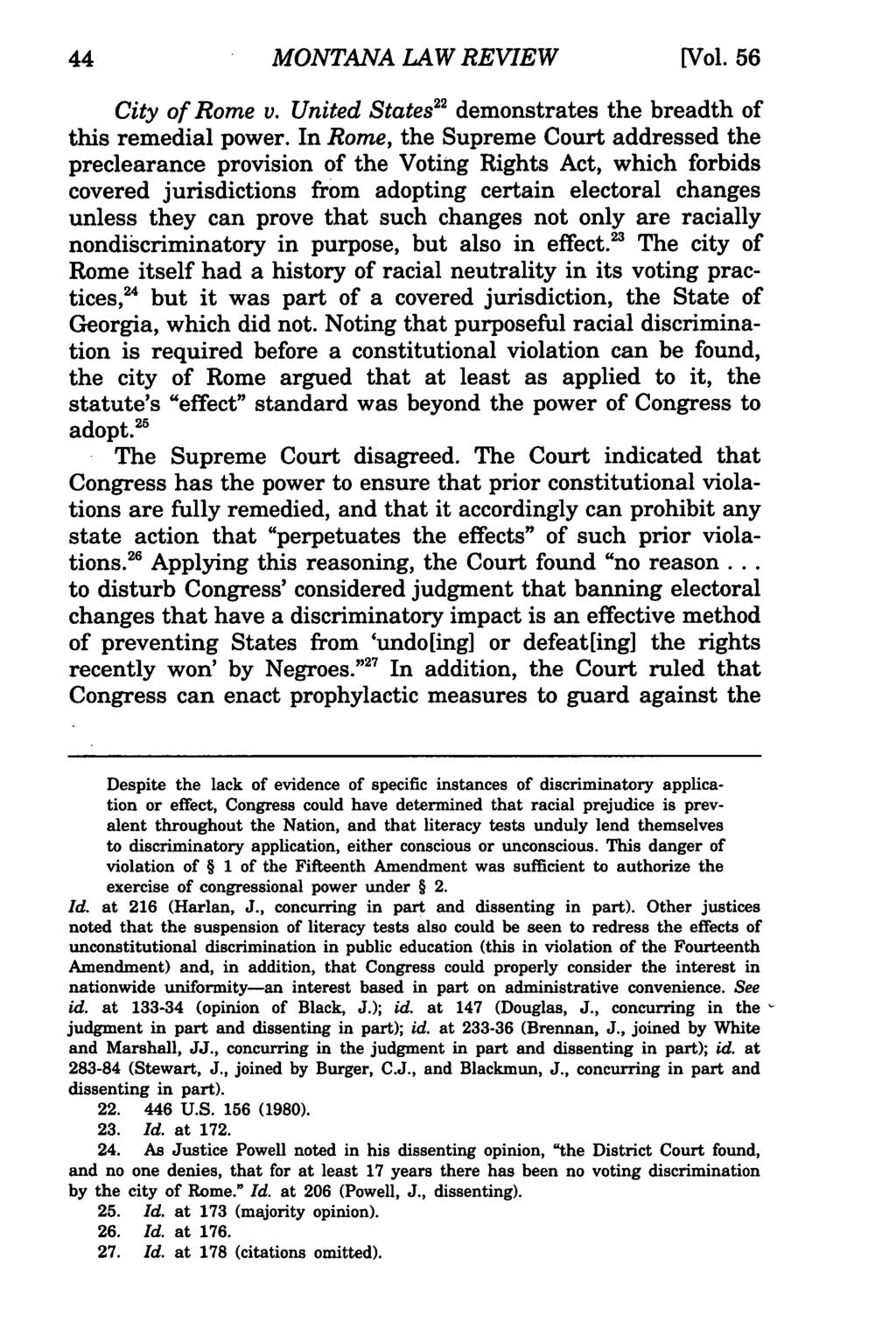 MONTANA Montana Law Review, LAW Vol. 56 REVIEW [1995], Iss. 1, Art. 3 [Vol. 56 City of Rome v. United States" demonstrates the breadth of this remedial power.