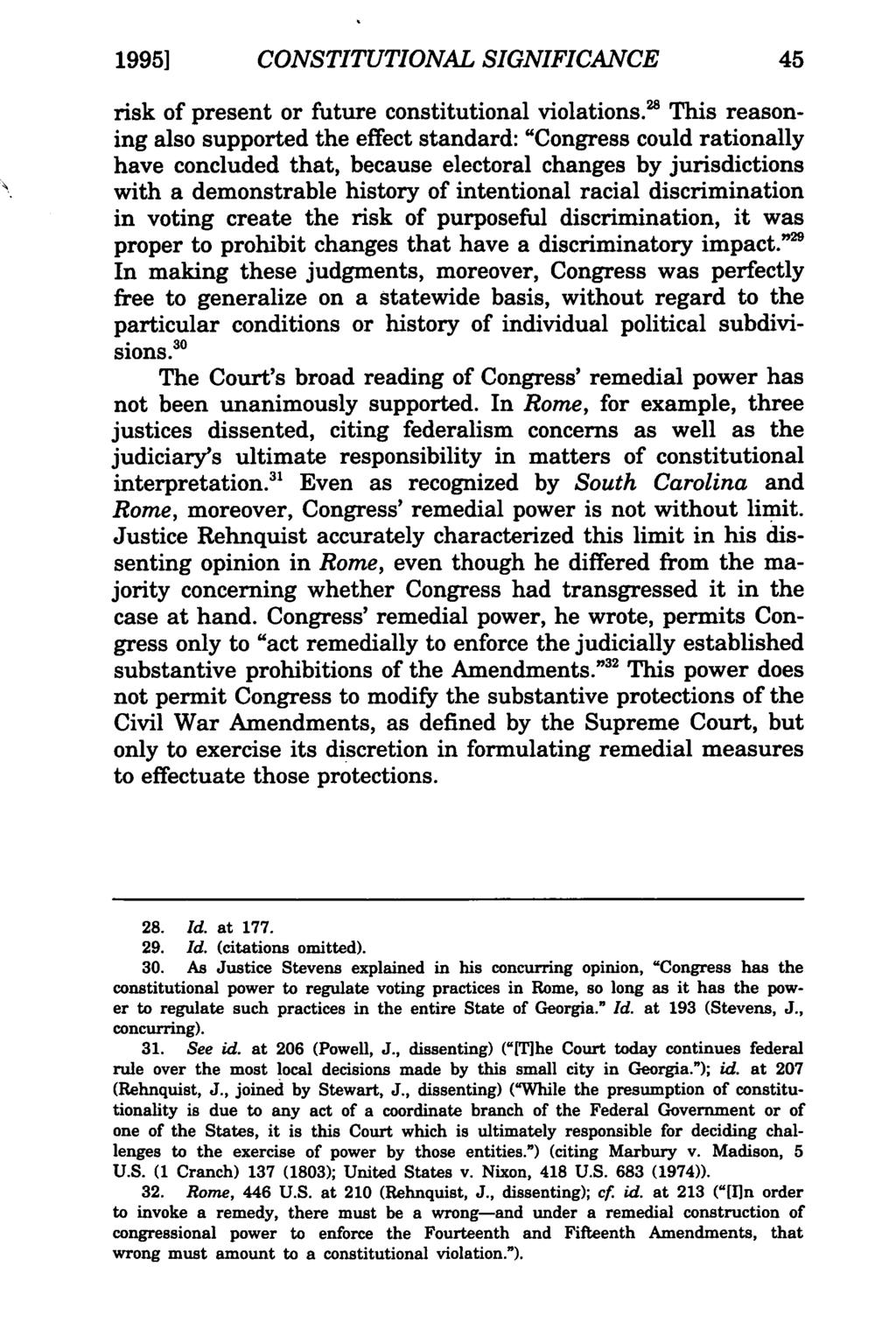 1995] Conkle: The Religious Freedom Restoration Act CONSTITUTIONAL SIGNIFICANCE risk of present or future constitutional violations.