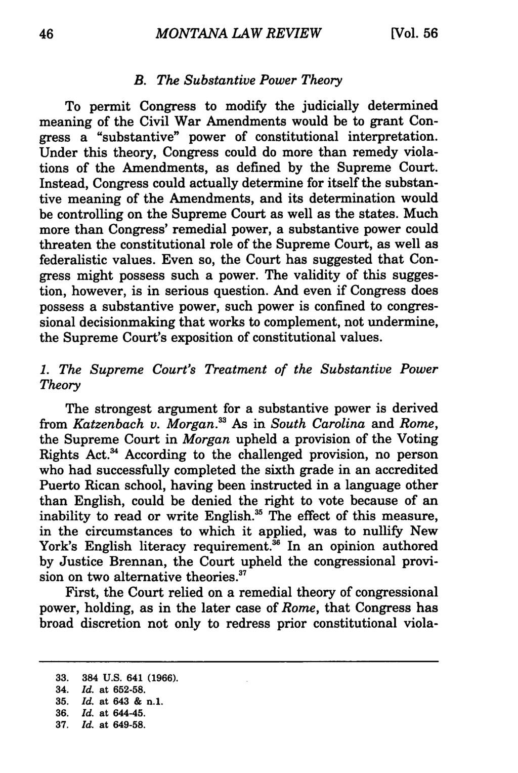 MONTANA Montana Law Review, LAW Vol. 56 REVIEW [1995], Iss. 1, Art. 3 [Vol. 56 B.