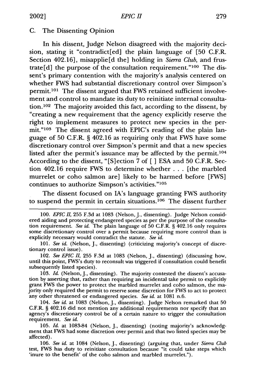 2002] Cortese: Environmental Protection EPIC Information H Center v. the Simpson Timber C.