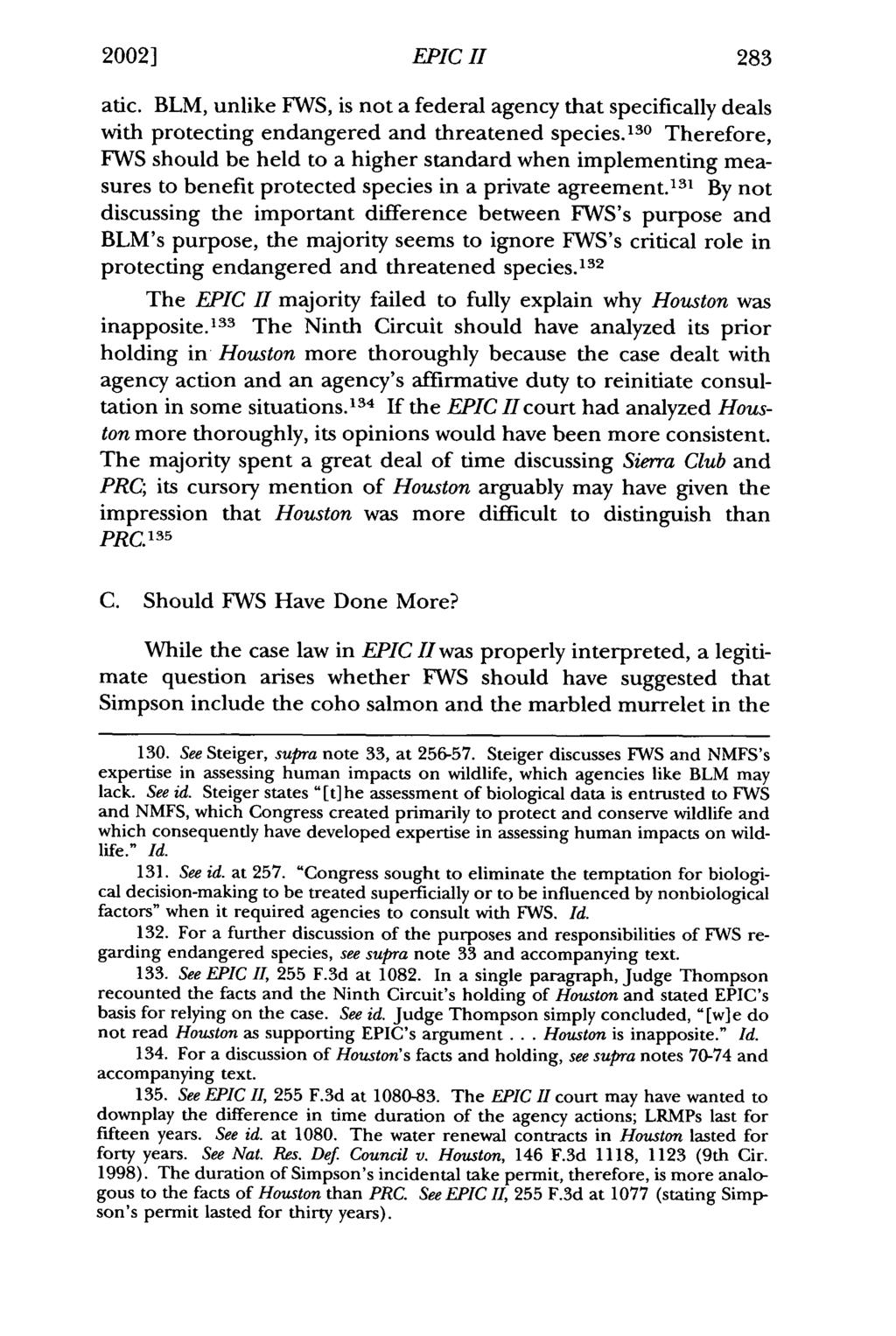 2002] Cortese: Environmental Protection EPIC Information II Center v. the Simpson Timber 283 atic.