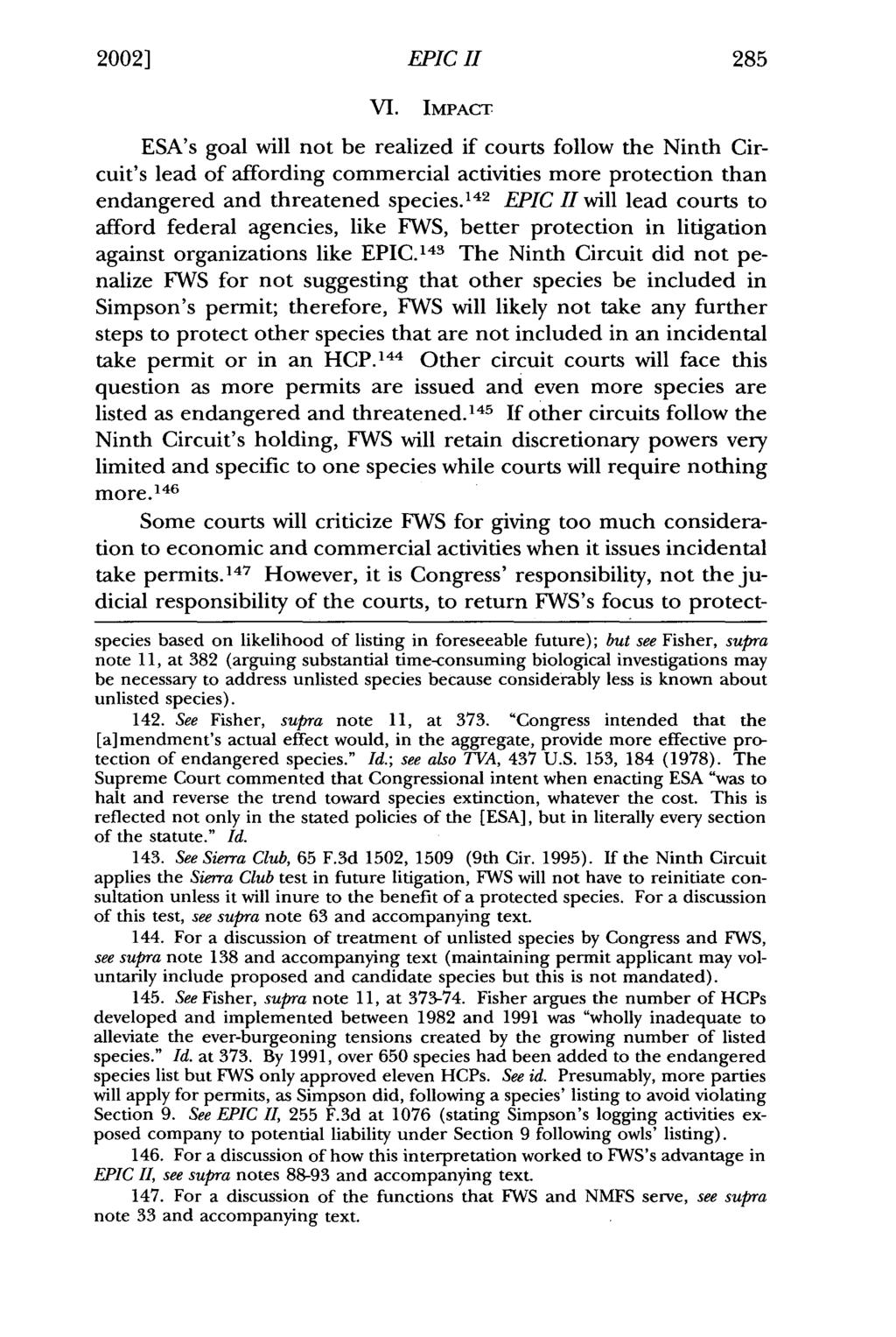 2002] Cortese: Environmental Protection EPIC Information H Center v. the Simpson Timber VI.