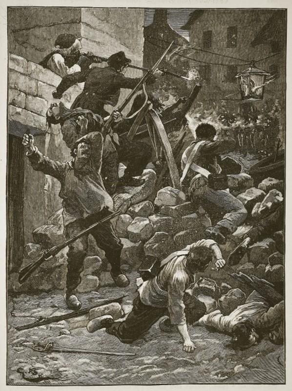 Fighting at the barricades, one of the