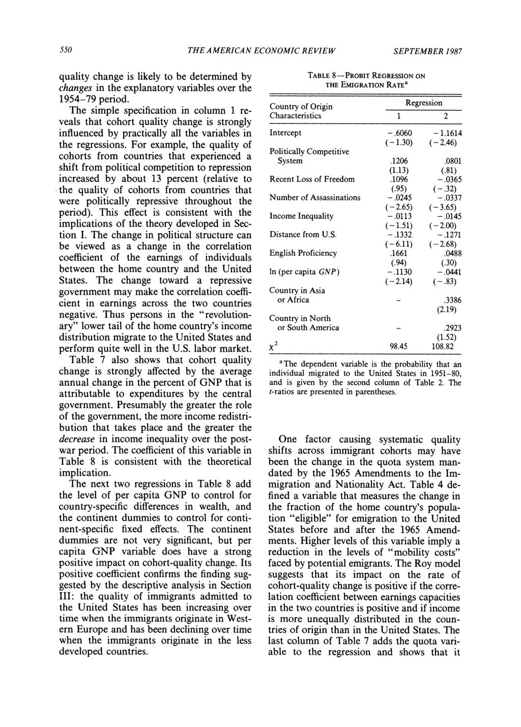 550 THE AMERICAN ECONOMIC REVIEW SEPTEMBER 1987 quality change is likely to be determined by changes in the explanatory variables over the 1954-79 period.