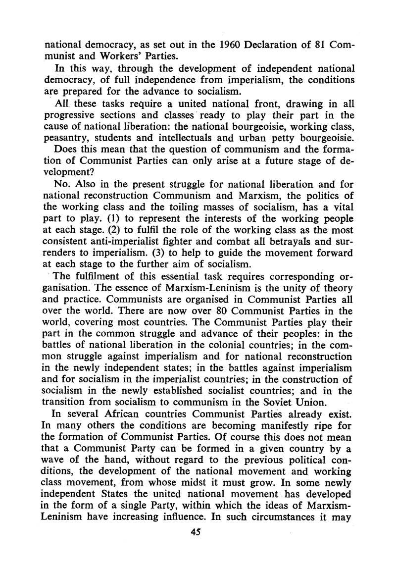 national democracy, as set out in the 1960 Declaration of 81 Communist and Workers' Parties.