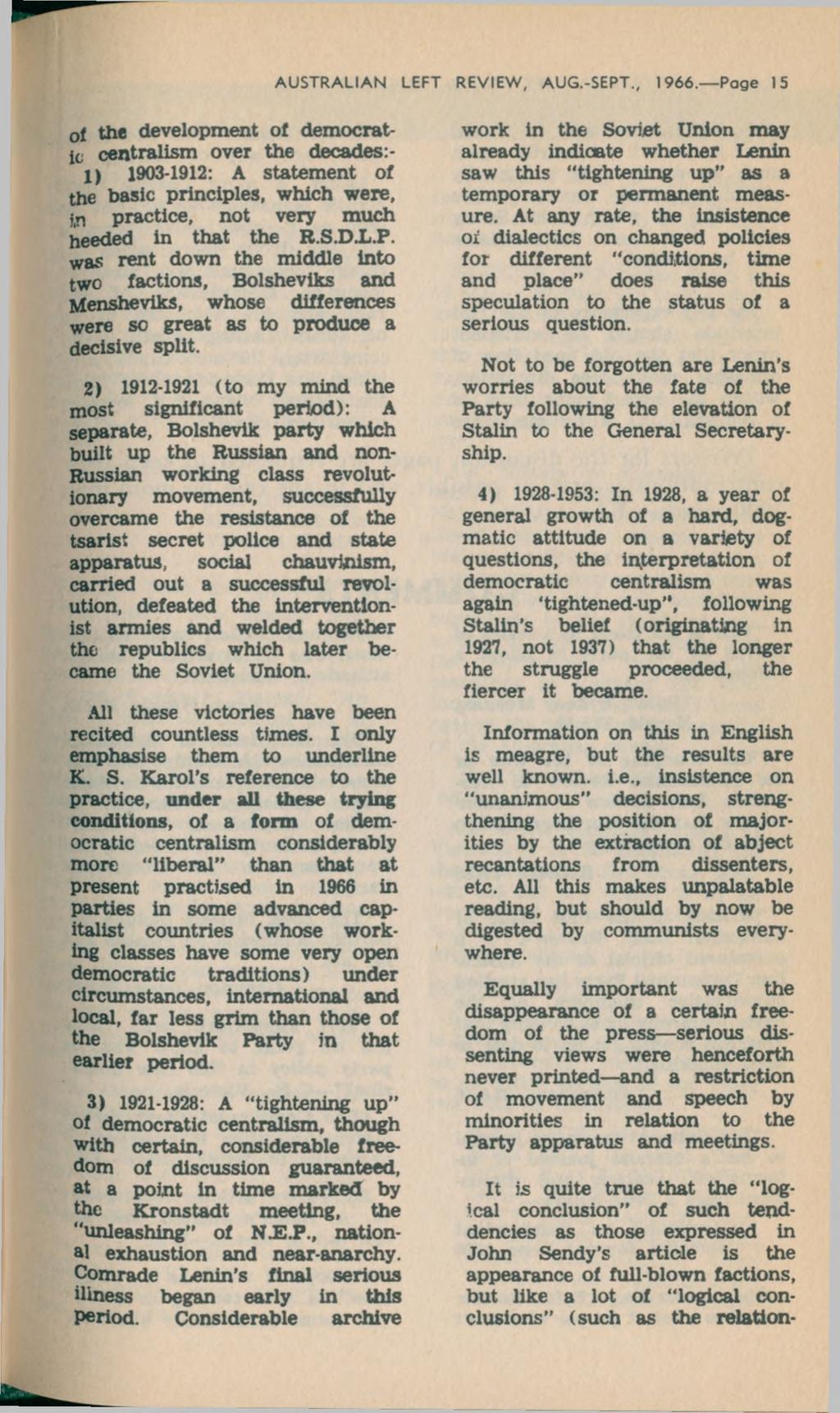 A U STRALIAN LEFT REVIEW, AUG.-SEPT., 1966.