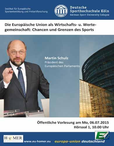 3 / 2015 HOMER Newsletter page 2 President of the European Parliament Martin Schulz awards first HOMER-Certificates The HOMER-Project has had the great honour of presenting Martin Schulz, President