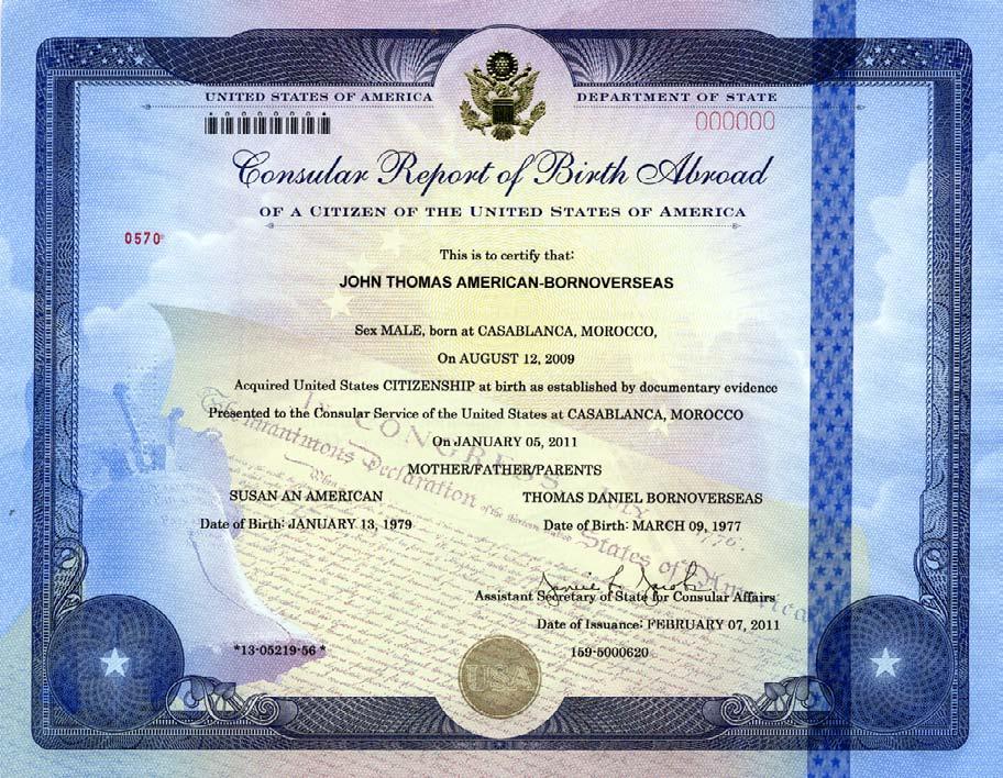 DOS began issuing Form FS-240 in a new format in January 2011. The CERTIFICATION OF REPORT OF BIRTH (Form DS-1350) is no longer issued.