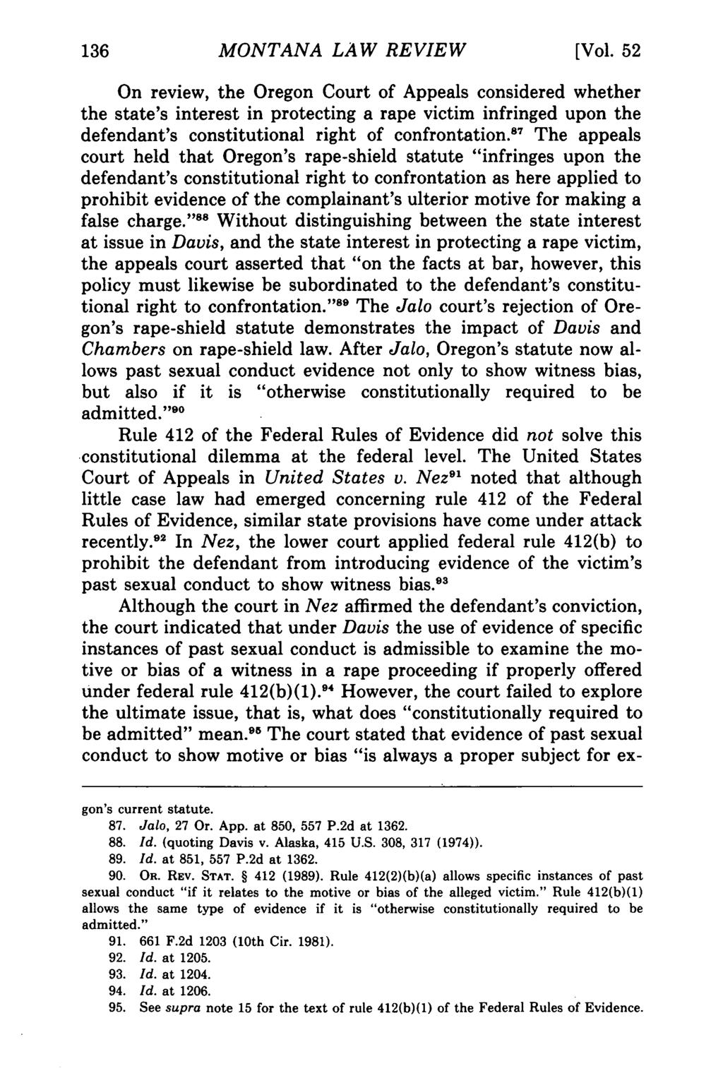 136 Montana Law Review, Vol. 52 [1991], Iss. 1, Art. 8 MONTANA LAW REVIEW [Vol.