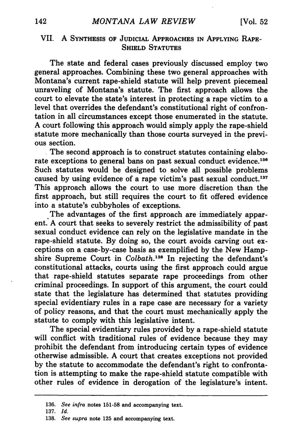 Montana Law Review, Vol. 52 [1991], Iss. 1, Art. 8 MONTANA LAW REVIEW [Vol. 52 VII.