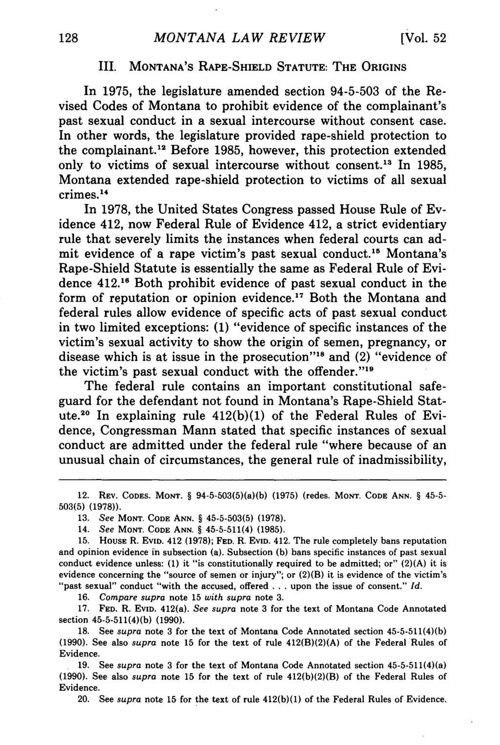 Montana Law Review, Vol. 52 [1991], Iss. 1, Art. 8 MONTANA LAW REVIEW [Vol. 52 III.