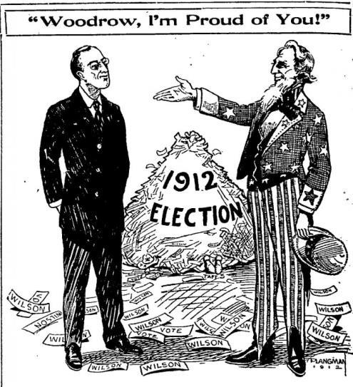The Election: o The 1912 election, Roosevelt and Taft split the Republican vote, with Roosevelt unable to draw any significant numbers of Democratic progressives.
