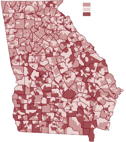 Map 2. 202 Journal of Higher Education Outreach and Engagement Poverty in Georgia by Census Block Group % Persons in Poverty Per Census Block Group 0.0-12.5% 12.6-22.5% 22.6-100.