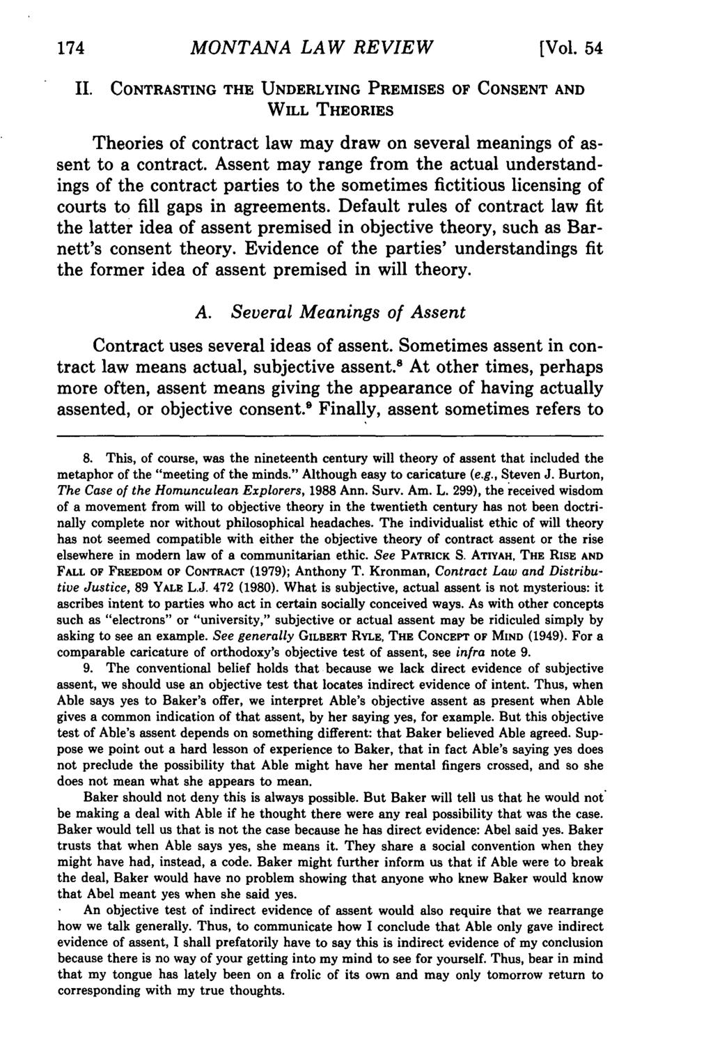 Montana Law Review, Vol. 54 [1993], Iss. 2, Art. 1 174 MONTANA LAW REVIEW [Vol. 54 II.