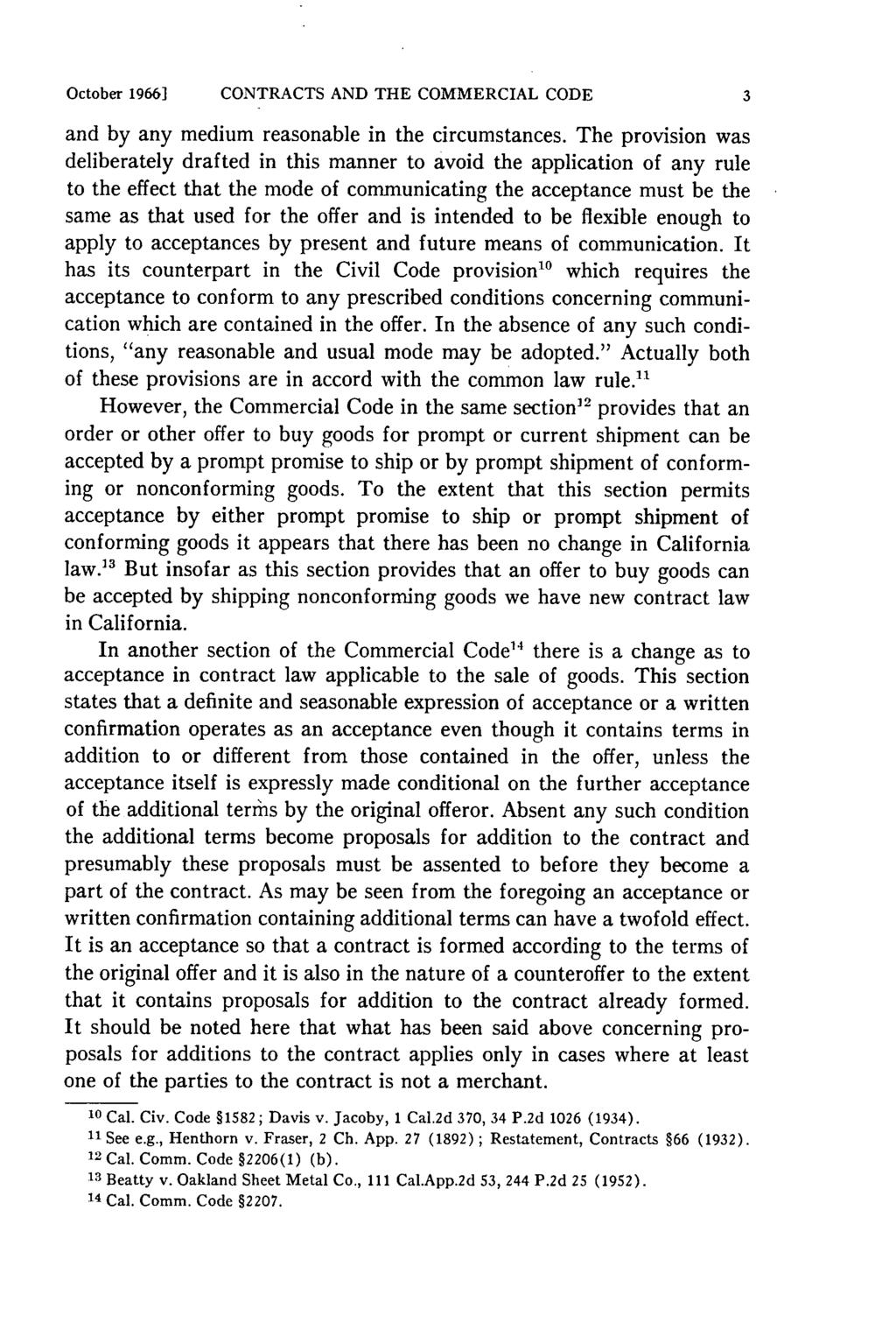 October 1966] CONTRACTS AND THE COMMERCIAL CODE and by any medium reasonable in the circumstances.