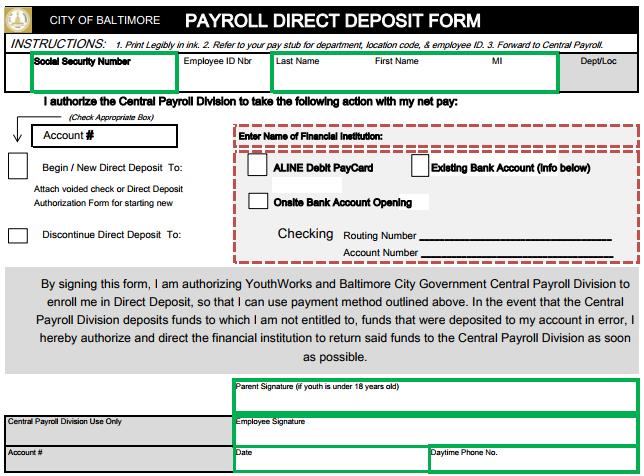 DIRECT DEPOSIT FORM Youth will not be paid by checks Direct Deposit form required for all youth and available on YW website Documents section: https://goo.