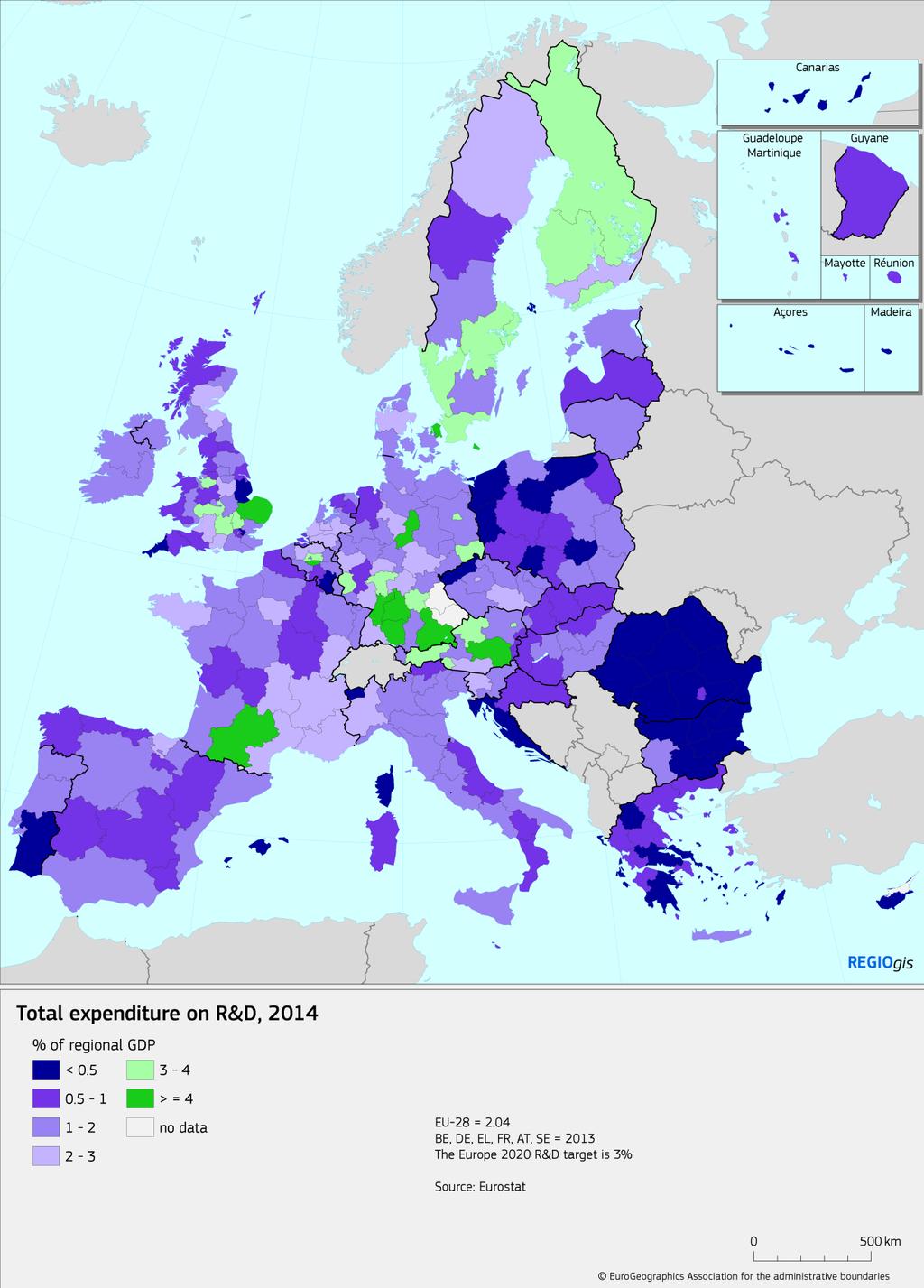 Map 1-8: Total expenditure on R&D,