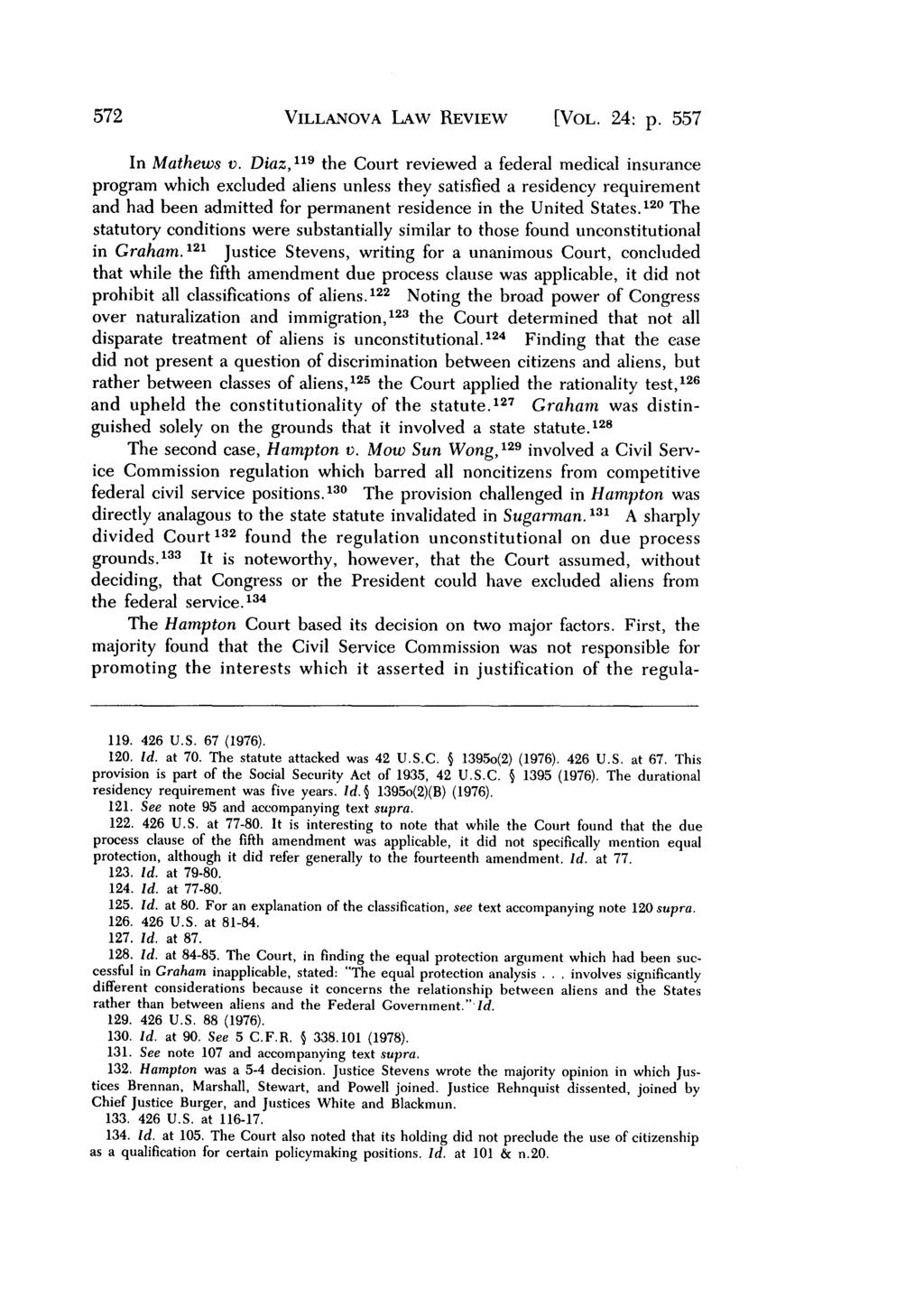 Villanova Law Review, Vol. 24, Iss. 3 [1979], Art. 6 VILLANOVA LAW REVIEW [VOL. 24: p. 557 In Mathews v.