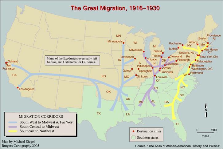 Waves of Migration Chapter 8, Section 1 During the Great Migration, which lasted through World War I, many African Americans had moved from the rural South to take jobs in