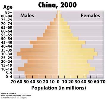 With relatively fewer births, the average age of the population will rise fairly quickly. This will cause a problem in China that Japan is already facing a very large elderly population.