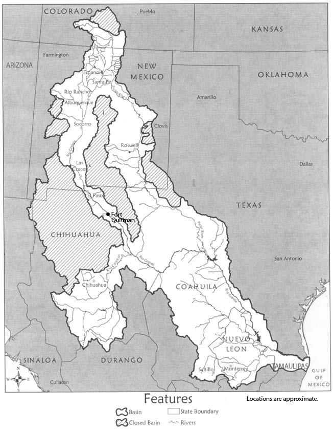 Figure 2. Illustration of Rio Grande Basin Source: New Mexico Museum of Natural History and Science, at http://www.nmnaturalhistory.org/beg/ BEG%20Images/MAP_RGB_pg48.jpg, and modified by CRS.