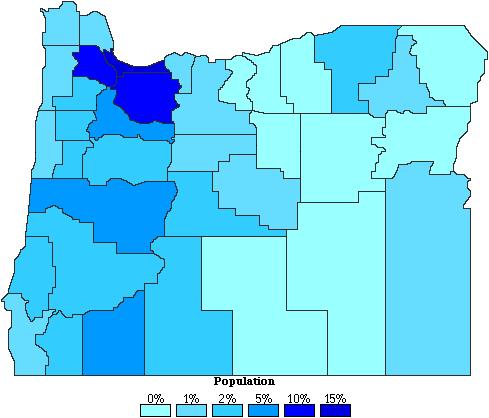Percentage of Total Oregon Population (By County)