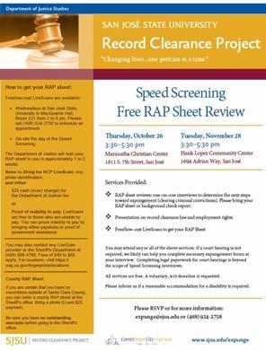 RCP provides: Speed Screenings RCP provides: Speed Screenings Individual interviews regarding next steps for record clearance.