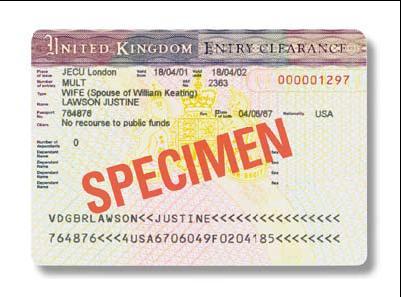 Family member of non-eea national Below is an example of an entry clearance certificate that belongs to a wife of a non-eea national.