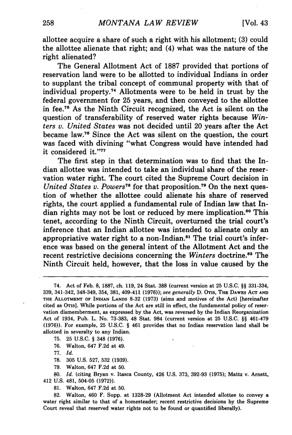 Montana Law Review, Vol. 43 [1982], Iss. 2, Art. 7 MONTANA LAW REVIEW [Vol.