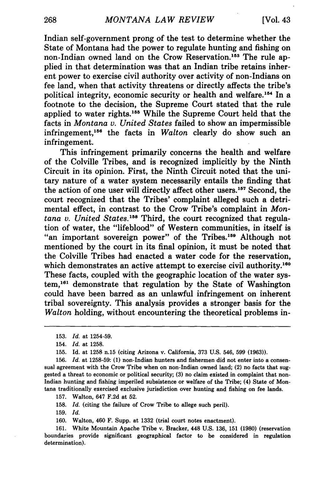 268 Montana MONTANA Law Review, Vol. LAW 43 [1982], REVIEW Iss. 2, Art. 7 [Vol.