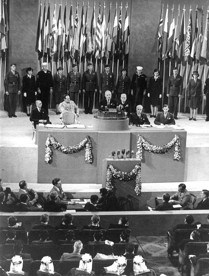 P L A C A R D B The Cold War Begins President Truman speaks at the conference in San Francisco where the United