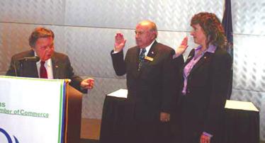 DA Brown installs Queens Chamber Officers Mayra DiRico (First Vice President) and Gerard J. Thornton (Treasurer).