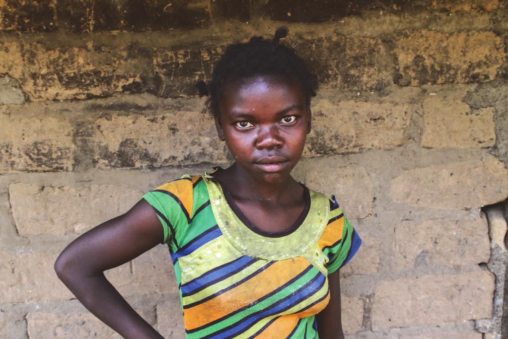 An 11-year-old girl who has been out of school for three years because Seleka fighters are based near her school.