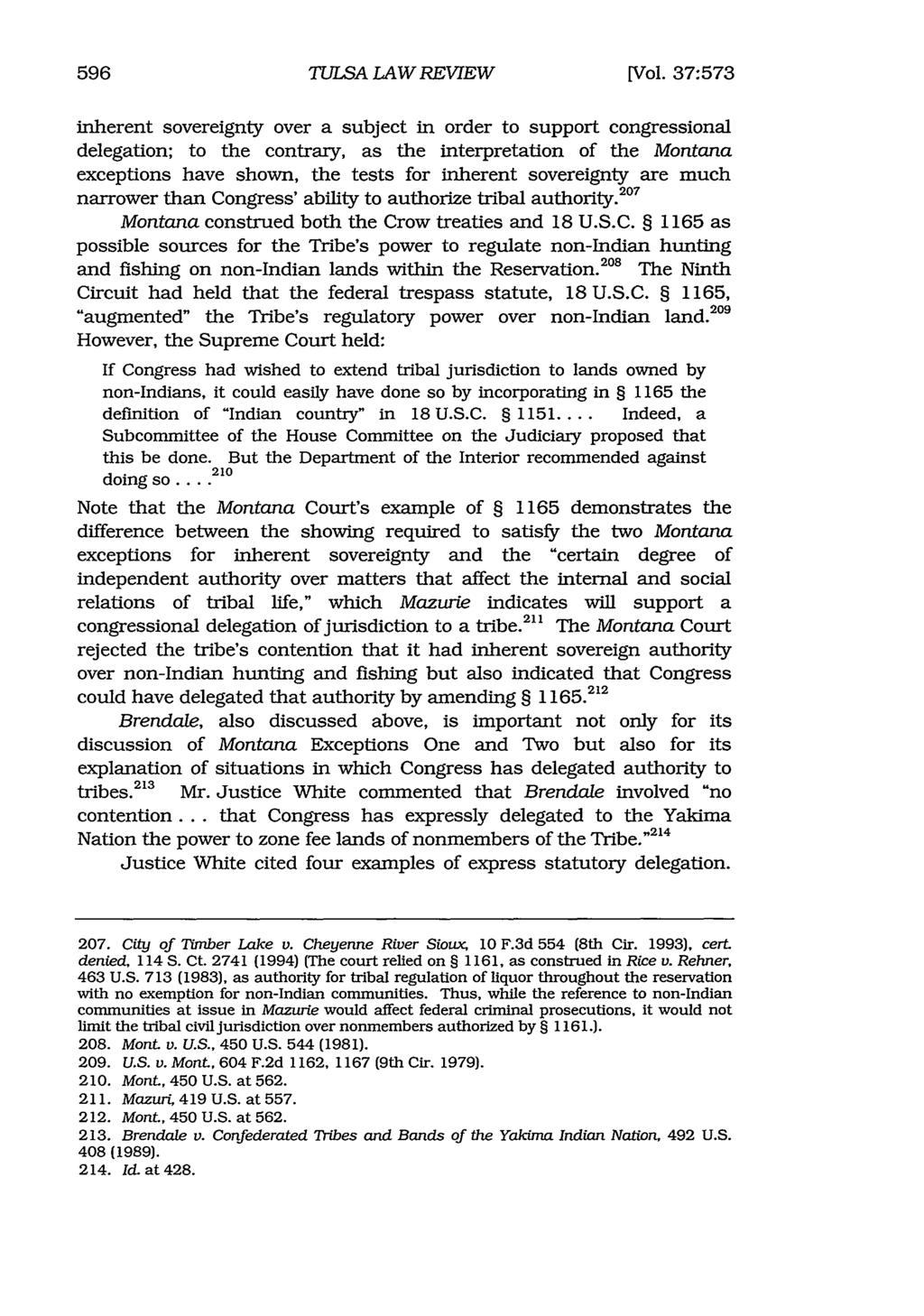 596 Tulsa Law Review, Vol. 37 [2001], Iss. 2, Art. 7 TULSA LAW REVIEW [Vol.
