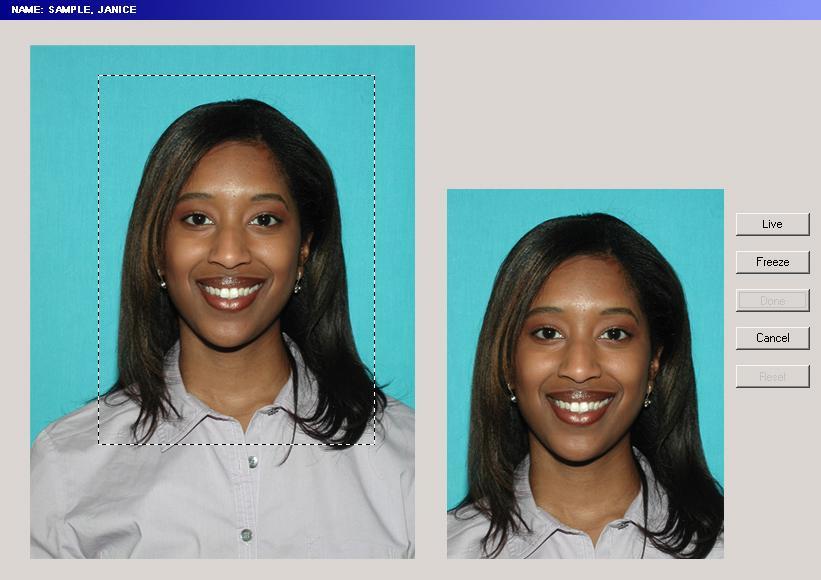 Portrait Capture Software Find-a-face software Fully automatic feature Ultimate portrait consistency Locates applicant face and