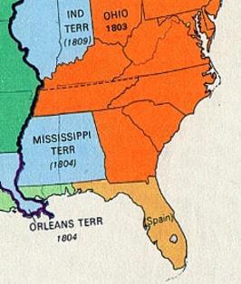 In Pinckney s Treaty, Spain gave up areas East of the Mississippi.