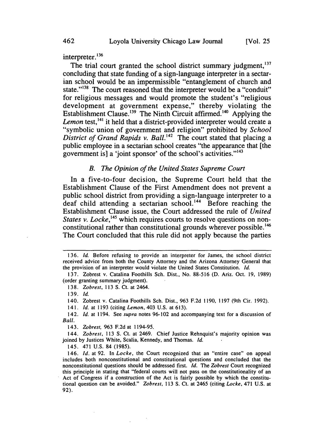 462 Loyola University Chicago Law Journal [Vol. 25 interpreter.