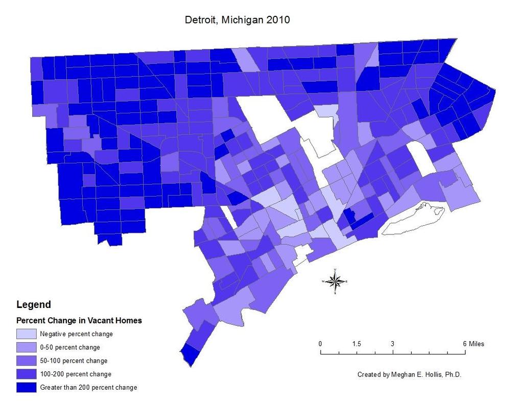 Figure 2. Percent Change in Percent of Homes that are Vacant by Census Tract, 2000-2010 Detroit Negative Binomial Results Table 2 presents the results of the negative binomial regression models.