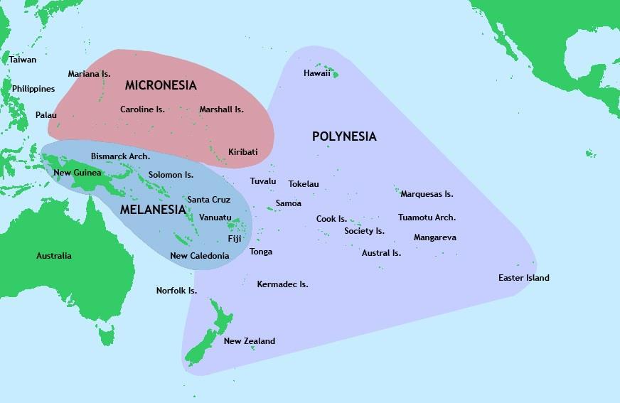 The islands of the Pacific, are grouped into 3