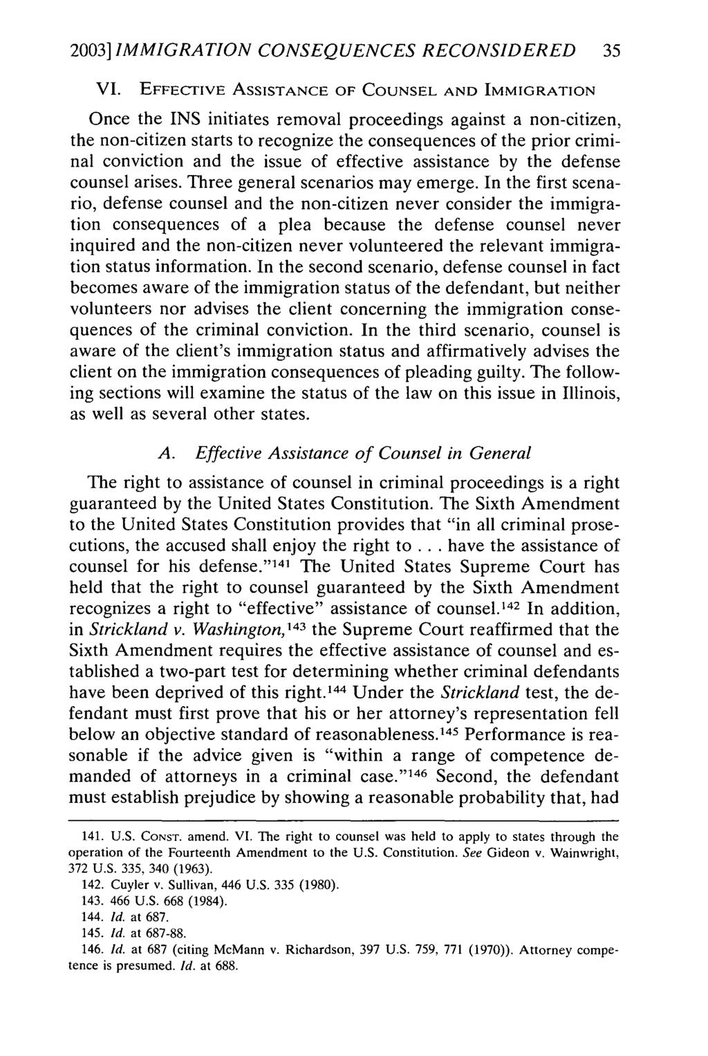 2003] IMMIGRATION CONSEQUENCES RECONSIDERED 35 VI.