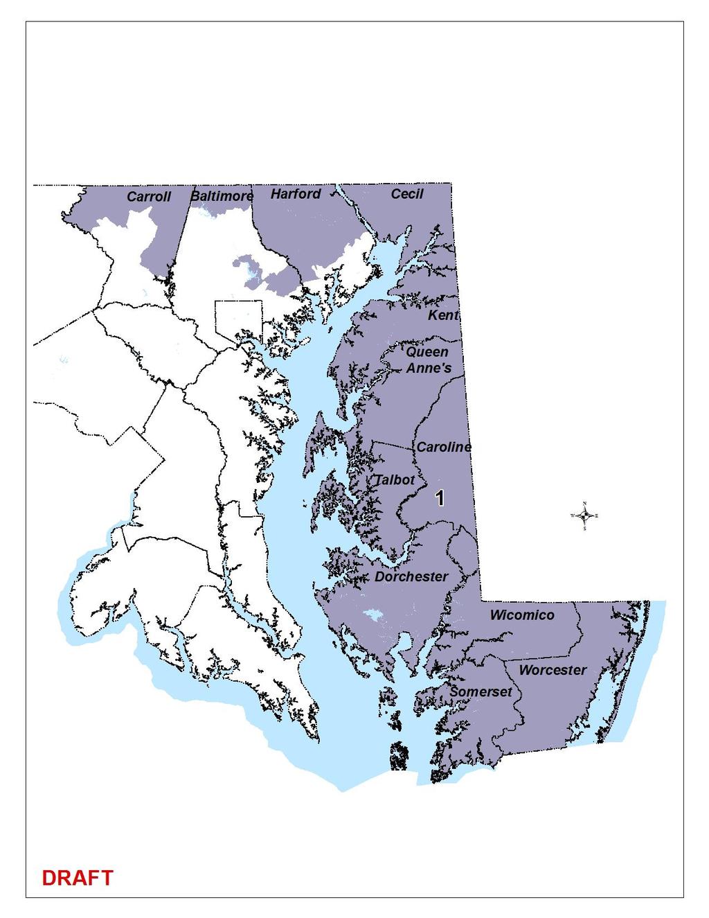 District 1: Eastern Shore 9 Eastern Shore Counties are kept together.