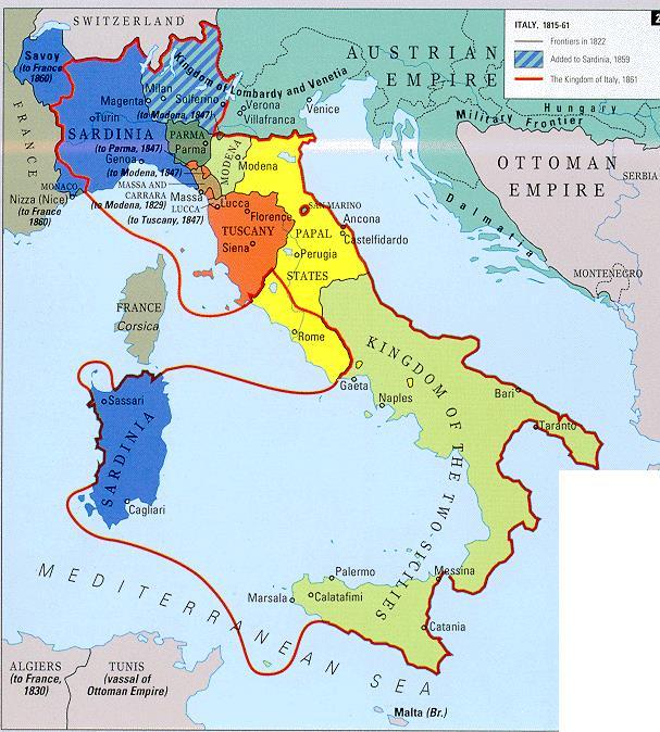 exchange for Nice & Savoy 5. 1859: Austria declared war on Sardinia.