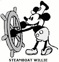 Walt Disney's animated Steamboat Willie marked the debut of Mickey Mouse. It was a seven minute long black and white cartoon.