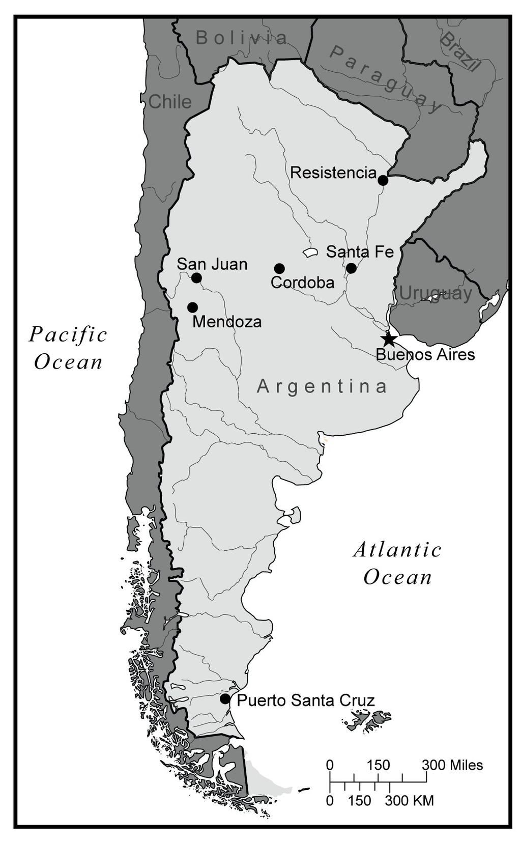 Use the map and your knowledge of social studies to answer the following three questions. Map of Argentina 11 Which physical feature is a natural border between Argentina and Chile?