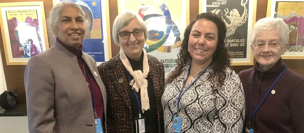 Participants of the 56th Commission for Social Development (L to R): Sister Teresa Kotturan SCN, Sister Carol De Angelo SCNY, Melissa Gibilaro with SC-H, and Sister Marion Sheridan CSM Thoughts from
