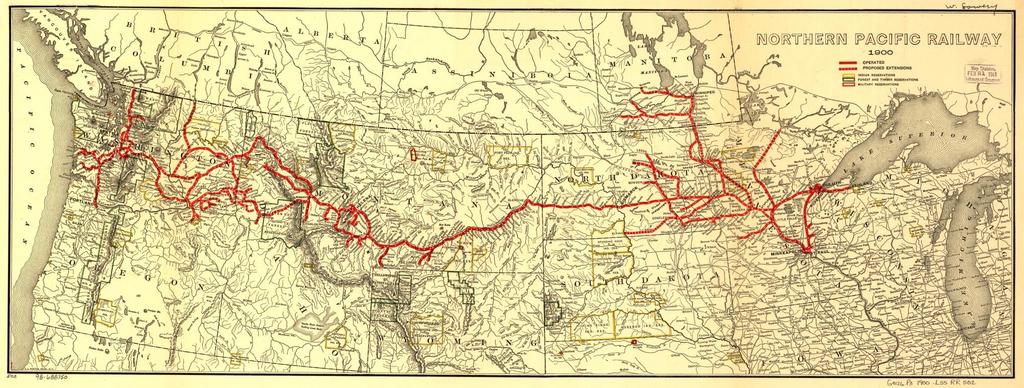1870 - NORTHERN PACIFIC RAILWAY Railroad construction begins in 1870,