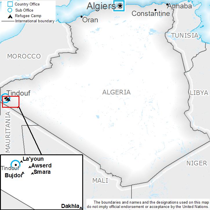 Country Context and WFP Objectives Country Context Algeria has been hosting refugees from Western Sahara since 1975, near the town of Tindouf, approximately 2,000 km southwest of Algiers.