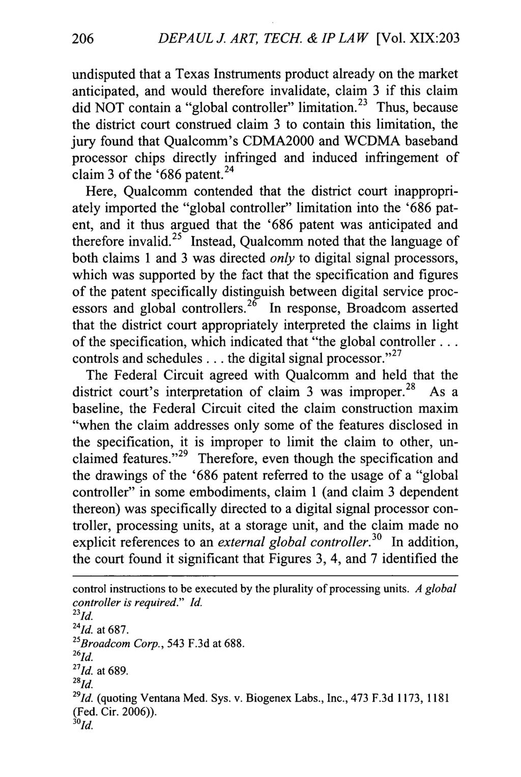 DePaul Journal of Art, Technology & Intellectual Property Law, Vol. 19, Iss. 1 [], Art. 9 206 DEPAUL J. ART, TECH. & IP LAW [Vol.