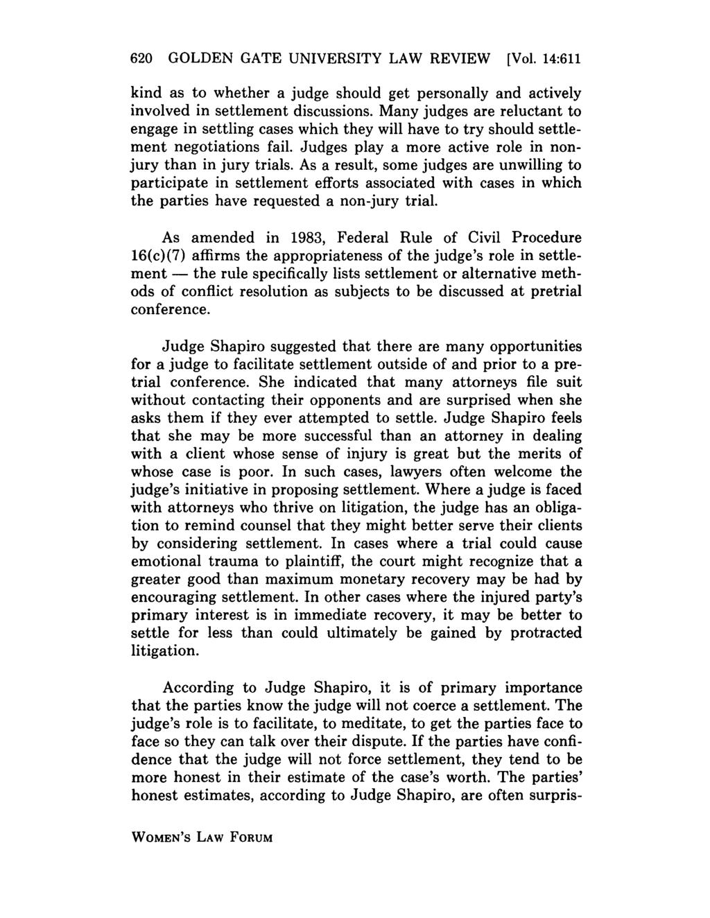 Golden Gate University Law Review, Vol. 14, Iss. 3 [1984], Art. 8 620 GOLDEN GATE UNIVERSITY LAW REVIEW [Vol.