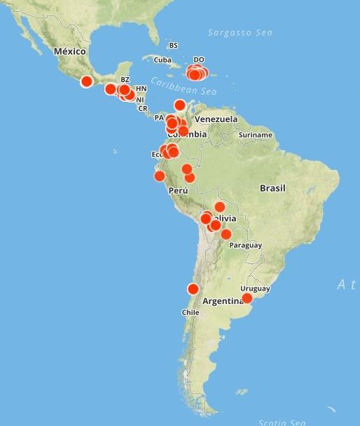 4. GEOGRAPHIC COVERAGE MAP OF THE CONSULTATION The survey was conducted in 634 communities across 13 countries of Latin America and Caribbean.